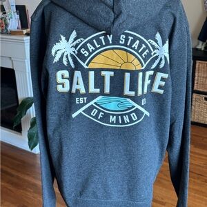 Salt Life Charcoal Hoodie with Yellow & Teal Graphic
